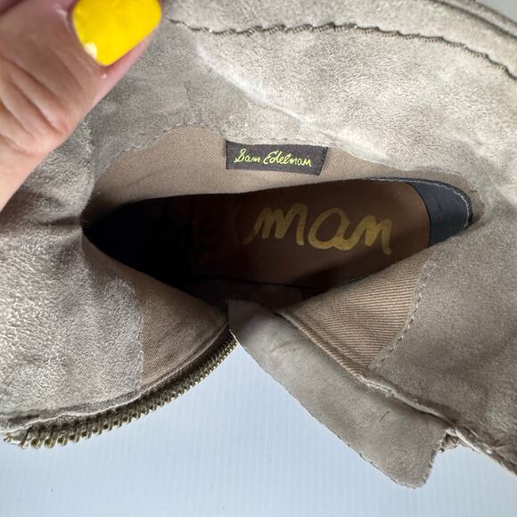 SAM EDELMAN Louie Western Boot Size 7.5 Grey Suede‎ Fringe Festival Boho Cowgirl - Picture 7 of 11